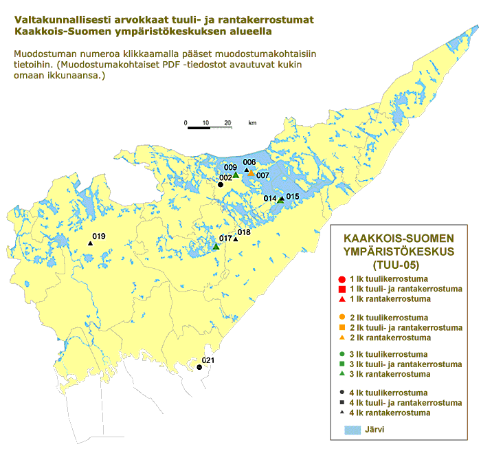 Suomen tuuli- ja rantakerrostumat - Kaakkois-Suomi