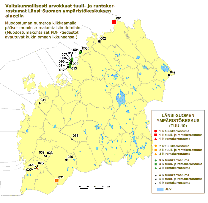 Suomen tuuli- ja rantakerrostumat - Länsi-Suomi